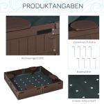 Sandlåda Leklåda Brun av HDPE för Barn 3-12 År 4-Sits med Underlag och Presenning Kvadratisk 123 x 123 x 21 cm