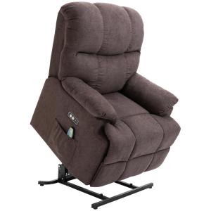 Massagestol med Ståhjälp Mörkbrun av Sammet och Metall för Vardagsrum Elektrisk Avslappningsstol med Värme och USB Port 8 Punkter