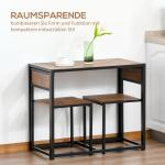 Matgrupp Matbordsset Natur av Metall och Trä för Små Rum Köksbord med 2 Stolar Matrumsgrupp Modern Design