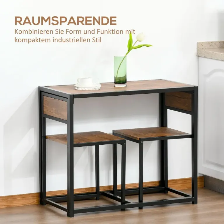 Matgrupp Matbordsset Natur av Metall och Trä för Små Rum