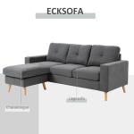 Hörnsoffa L-Form Grå av Linnelook och Trä för Vardagsrum 3-Sits Soffa med Schäslong Modern Design Bekväm 93 x 136 x 85 cm