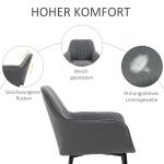 Matsalsstolar i Linnetyg 2-Pack, Bekväma Kökstolar med Armstöd och Metallben, Modern Design för Matplatsen, Mörkgrå, 59,5 x 56,5 x 81 cm