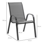 Stapelbara Trädgårdsstolar 2-Pack, Bekväma Utestolar med Armstöd, Väderbeständig Design i Metall och Textilene, Grå, 70 x 54 x 90 cm