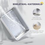 Kattsandlåda i Rostfritt Stål med Filter och Skopa för Katter upp till 6 kg, Grå/Silver, 40,5x60,5x41,5 cm