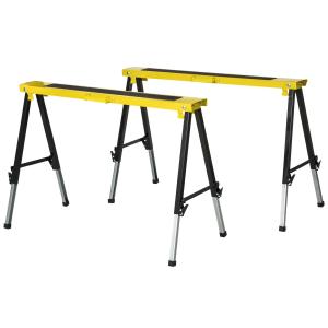 Arbetsbock 2-pack Stabil Gul Svart Stål för Verkstad och Bygge Hopfällbar med Halkskydd Upp till 100 kg 100 x 49 x 62-90 cm