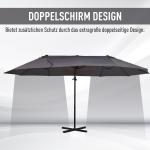 Dubbelt Parasoll Fribärande Paraply med Vev Justerbart Trädgårdsparaply Solskydd Metall Mörkgrå 440 X 270 X 250 Cm