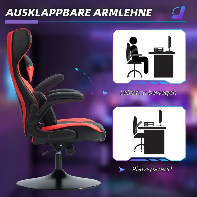 Gamingstol Datorstol Svart Röd av Konstläder och Metall
