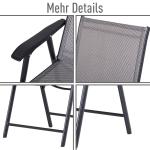 Hopfällbara Campingstolar 2-Pack, Bekväma Fiskestolar med Armstöd, Lättviktiga Utestolar i Metall, Grå, 58 x 64 x 94 cm