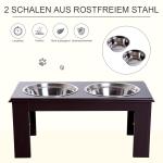 Upphöjd Matbar Rostfria Skålar Ergonomisk Matstation för Hundar MDF Skonar Nacke och Rygg Kaffebrun 58,4 X 30,5 X 25,4 Cm