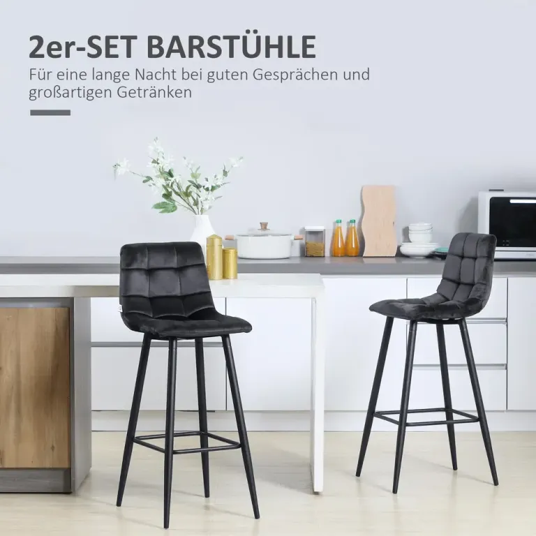Barstolar Bistropallar Ljusgrå av Sammet 42 x 47 x 105 cm