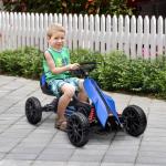 Trampbil Gokart Blå av Metall och Plast för Barn 3-8 År med Justerbar Sits och Handbroms Kettcar Rolig Utomhuslek