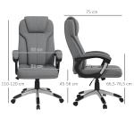 Kontorsstol Datorstol Grå av Linnelook och Metall för Bekvämt Arbete Ergonomisk med Vippfunktion och Nackstöd 66 x 75 x 110-120 cm
