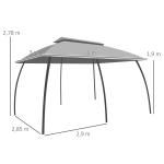 Stort Partytält med Dubbeltak, Rymlig Paviljong med Myggnät och Sidoväggar, Robust Solskydd för Fest, Mörkgrå, 3 x 6 m