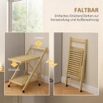 Köksvagn Serveringsvagn med Vinställ Natur av Bambu för Kök och Kontor Rullbar Vagn med 2 Våningar 66 x 40 x 70 cm