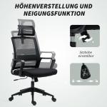 Kontorsstol Skrivbordsstol Ergonomisk Svart av Nät och Plast för Kontor Höj- och Sänkbar Snurrstol med Nackstöd och Armstöd