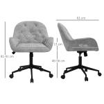 Snurrstol Arbetsstol Ljusgrå av Sammetslook och Metall för Vardagsrum och Kontor Höj och Sänkbar Ergonomisk