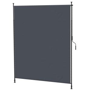 Vertikal Markis Solskydd Grå av Aluminium och Polyester för Terrasser och Balkonger Infällbar Sidomarkis Justerbar och Väderbeständig 200 x 292 cm