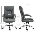 Kontorsstol med Gungfunktion, Ergonomisk Stol med Vadderade Armstöd och Nackstöd, Höj- och Sänkbar Skrivbordsstol, Nylon, Grå, 65 x 78 x 110–118 cm