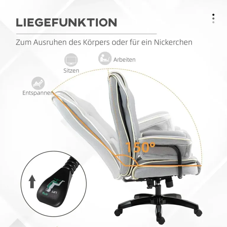 Ergonomisk Kontorsstol Chefsstol Höj- & Sänkbar 194-249 cm