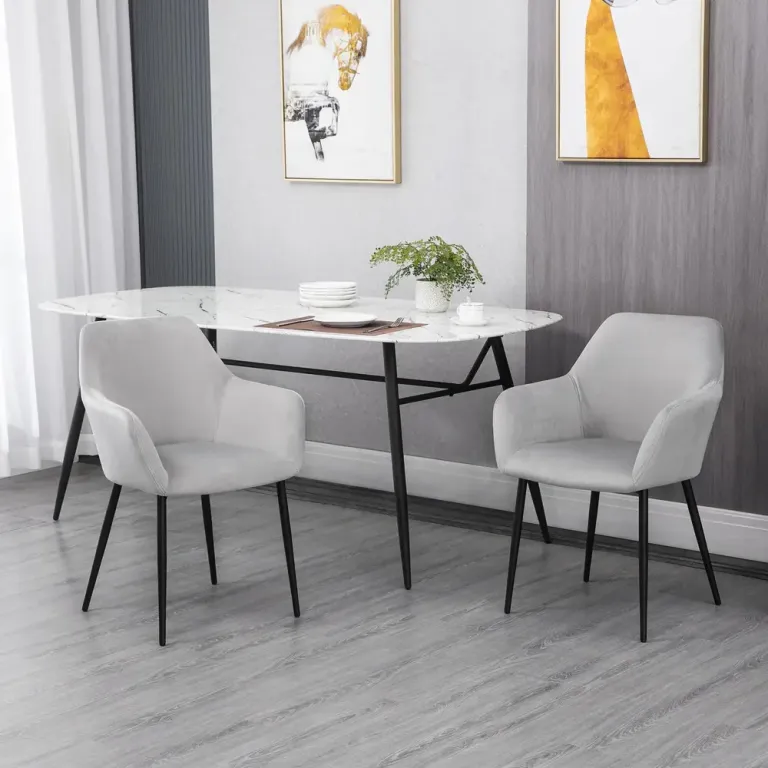Matsalsstolar Köksstolar Ljusgrå av Tyg 54 x 57 x 80 cm