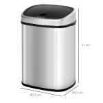 Sopkärl 48 L Kökssoptunna med IR-Sensor Rostfritt Stål Hygienisk Silver 40,5 X 29,5 X 68 Cm