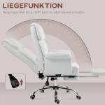Kontorsstol Skrivbordsstol Vit av Konstläder och Metall för Hemmakontor Ergonomisk med Liggfunktion och Fotstöd