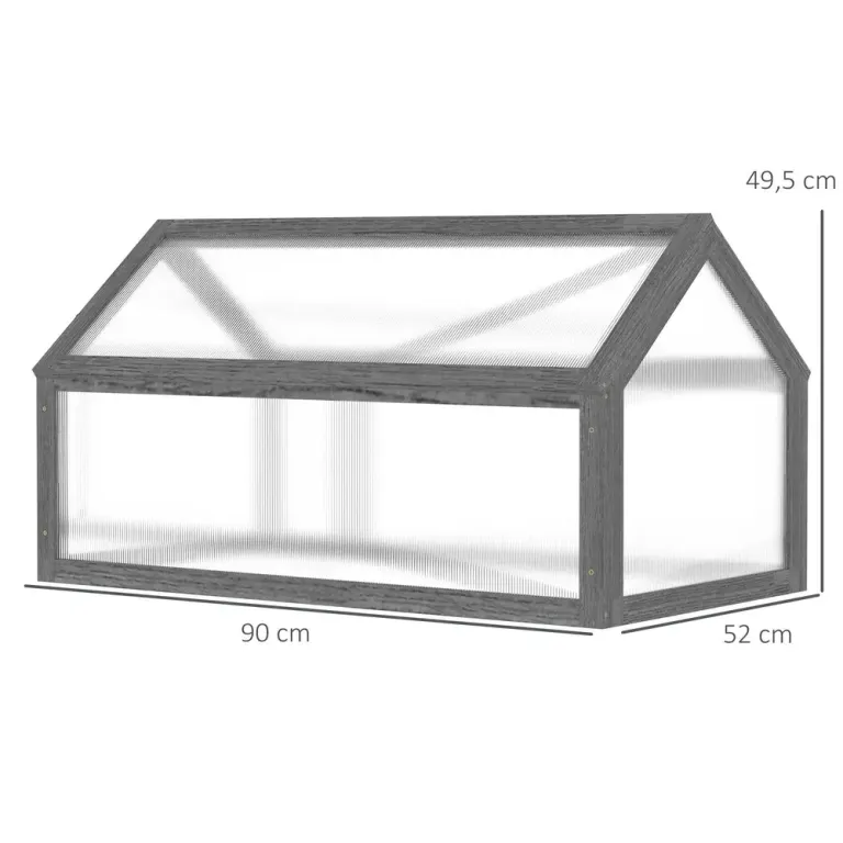 Drivbänk Miniväxthus Kallram med Lock Grå 90 x 52 x 49,5 cm