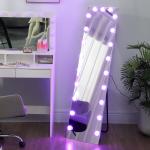 Helkroppsspegel LED Touch Gräddvit Glas för Sovrum med RGB-belysning 21 Lampor Minnesfunktion 150x40 cm