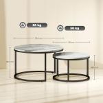 Soffbordset, 2 Runda Häckningsbord, Industriell Design, Metallstomme, Betonglook/Svart