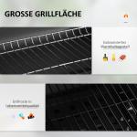 Grillvagn Kolgrill Svart av Rostfritt Stål och Metall för Trädgård och Terrass Stående BBQ Grill med Hylla 113 x 65 x 108 cm