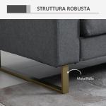 Soffa 3-Sits Tygsoffa med Kudde och Armstöd Linne Elegant för Vardagsrum Mörkgrå 200 X 82 X 78 Cm