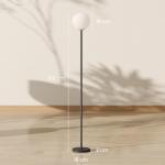Golvlampa med Månskärm, Fotkontakt och 3 Färgtemperaturer i Metall, Svart