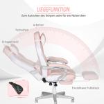 Gamingstol Spelstol Rosa av Konstläder och Metall för Kontor Ergonomisk med Fotstöd och Ländkudde 120 kg