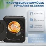 Torktumlare med UV-desinfektion, Kompakt Design, 4 kg Kapacitet i Rostfritt Stål, Svart