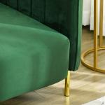 3-sits Soffa med 2 Kuddar, Sammetslook, Retrodesign, Avtagbart Överdrag, Grön, 195 x 88 x 76 cm