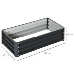 Upphöjd Bädd Växtlåda Grå av Stål för Trädgård och Balkong Rostfri Grönsaksbädd och Örtbädd Öppen Botten 120 x 60 x 30,5 cm