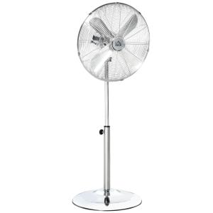 Justerbar Golvfläkt i Metall, Kraftfull Fläkt med 3 Hastigheter, Robust Konstruktion för Hem och Kontor, Silver, 120 cm