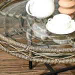 Loungegrupp i Konstrotting 5 Delar, Modulär Utemöbel med Soffa och Fåtöljer, Inkluderar Dynor i Boho-Stil, Brun/Aluminium