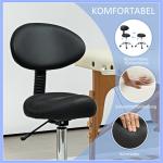 Höjdjusterbar Rullpall med Ryggstöd, 360° Vridbar Arbetspall för Kontor och Salong, 83-98 cm