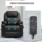 Elektrisk Massagestol med Uppresningshjälp, Bekväm TV-Fåtölj i PU-Läder, Justerbar Relaxstol med Fjärrkontroll, Svart