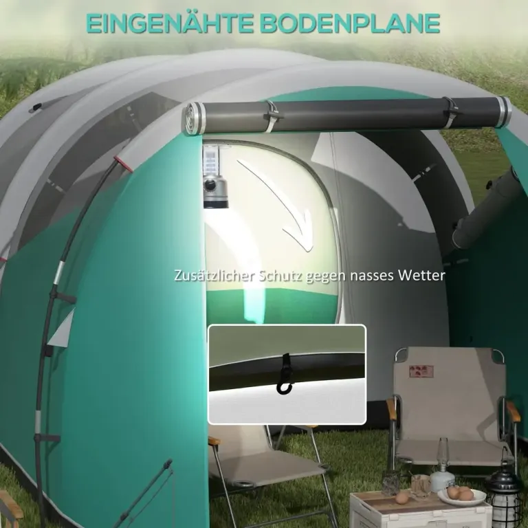 Tunneltält Campingtält Grön av Polyester Familjetält för 5
