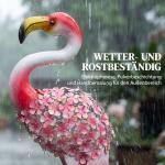 Trädgårdsfigurer Flamingo 2 Pack Röd Metall för Trädgård och Damm Dekorativa Fågelstatyer med Blomstermönster Väderbeständig Konst med Markankare