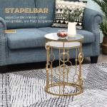 Soffbordset med 2 Runda Bord, Sidobord med Glasskiva, Däck- och Kuldesign, Ø41 x 57 cm, Guld