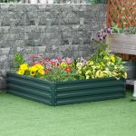 Odlingslåda i Stål, Kvadratisk Blomlåda utan Botten, Modern Design för Grönsaker och Blommor, Grön, 120 x 120 x 30 cm