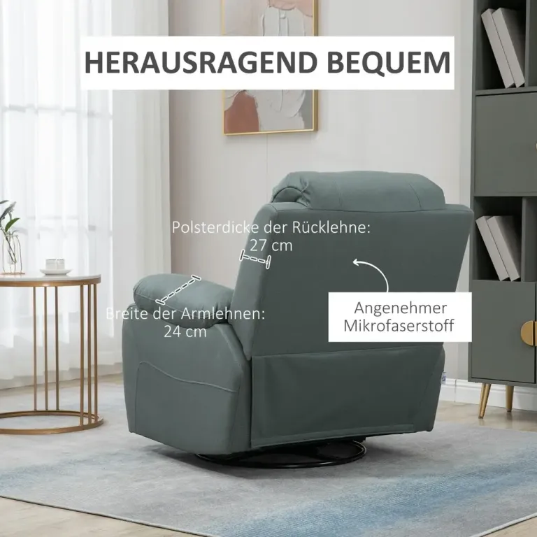 Snurrbar TV-Fåtölj med Fotstöd Relaxstol i Tyg Vilostol