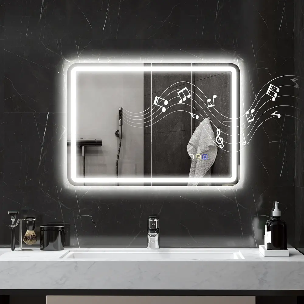 Badrumsspegel med LED-Belysning Anti-Imma 3 Färger, Silver