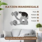 Kattklättervägg Kattmöbel Ljusgrå av Trä och Tyg för Katter Väggmonterad Säng med Trappsteg och Grotta