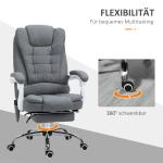 Kontorsstol med Massage- och Värmefunktion, Fällbart Ryggstöd, Höj- och Sänkbar, upp till 120 kg, Grå