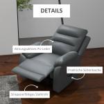 TV-Fåtölj Elektrisk Liggfåtölj Grå av Konstläder och Metall för Vardagsrum Relaxstol med Ståhjälp och Vibrationsmassage 180 kg