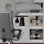 Kontorsstol Skrivbordsstol Mörkgrå av Tyg och Metall för Kontoret Ergonomisk med Massagefunktion Höj och Sänkbar Bekväm